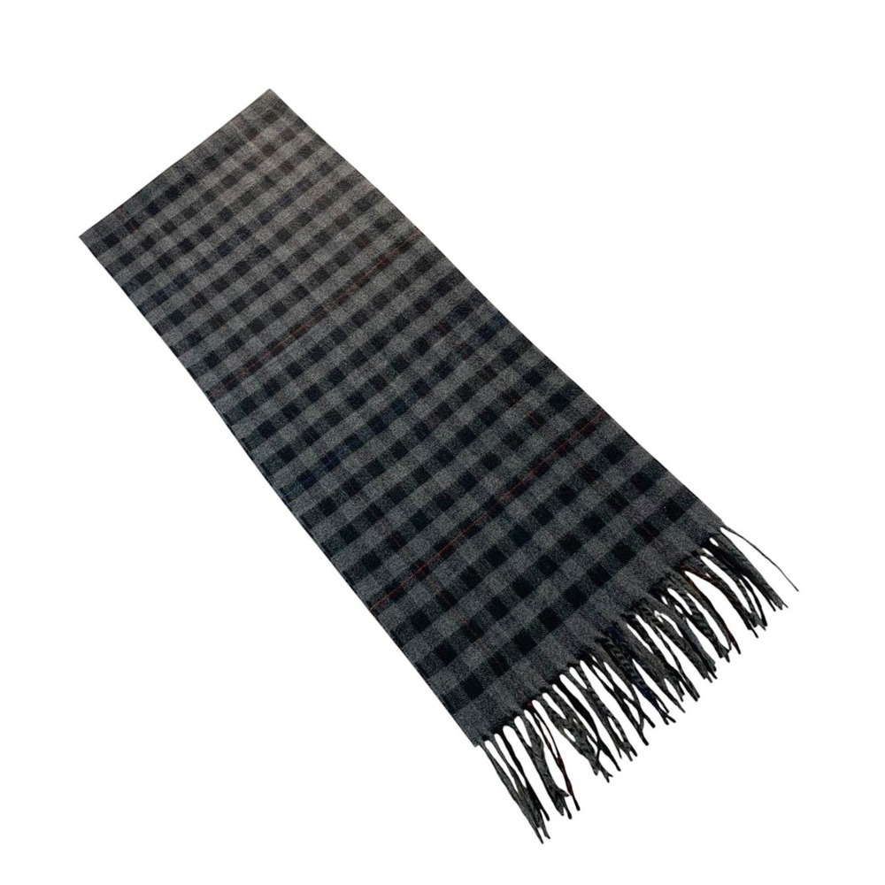 V. Fraas Scarf Mens One Size Gray Plaid Cashmink Acrylic Made in West Germany